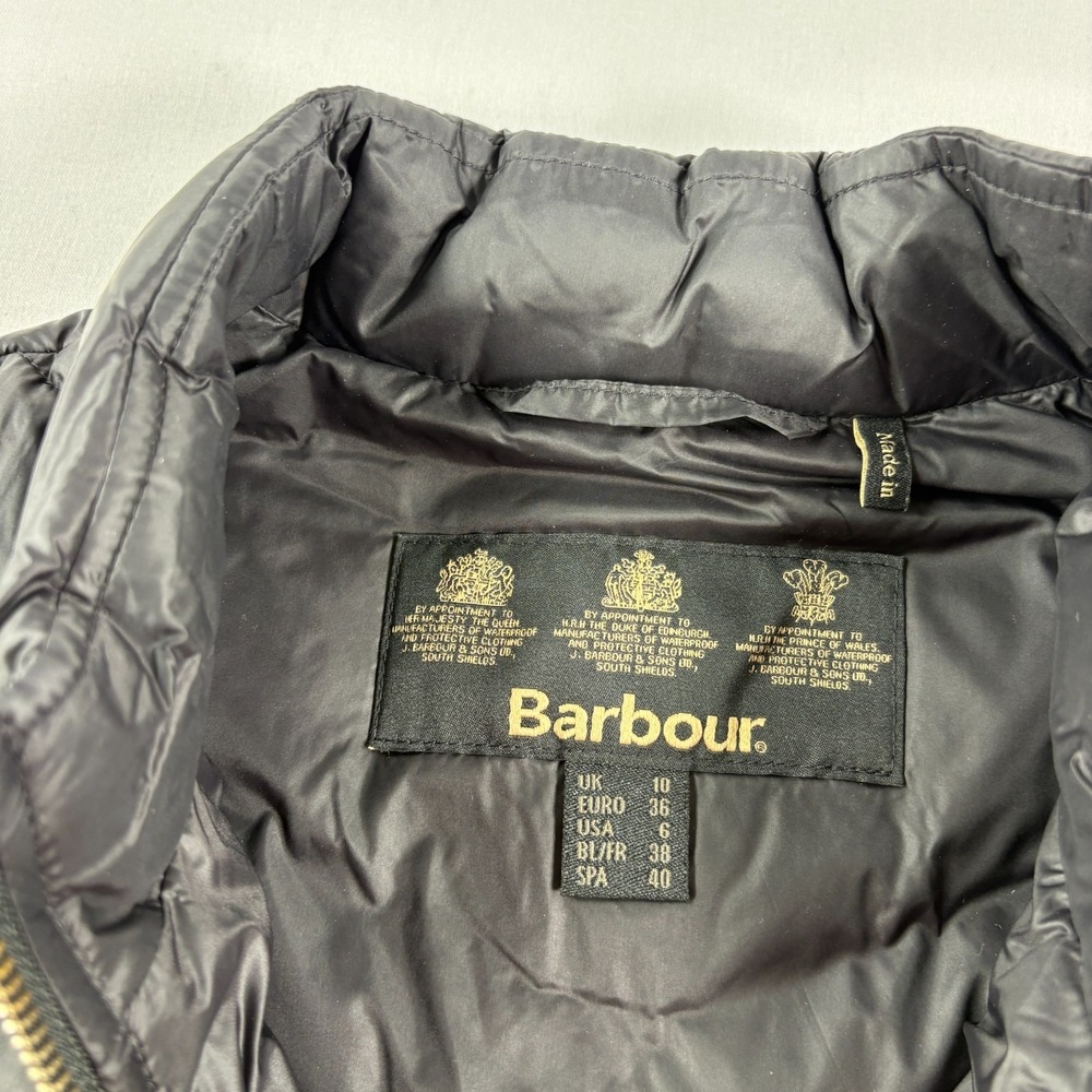 Barbour Jacket Womens Size 6 Black Quilted Hargate Sweat Full Zip Coat - Picture 6 of 12